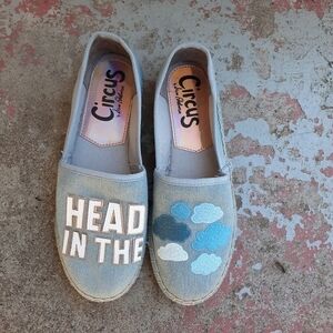 🌟 Sam Edelman Head in Clouds Leni Espadrille Chambray Slip On Shoes size 5.5